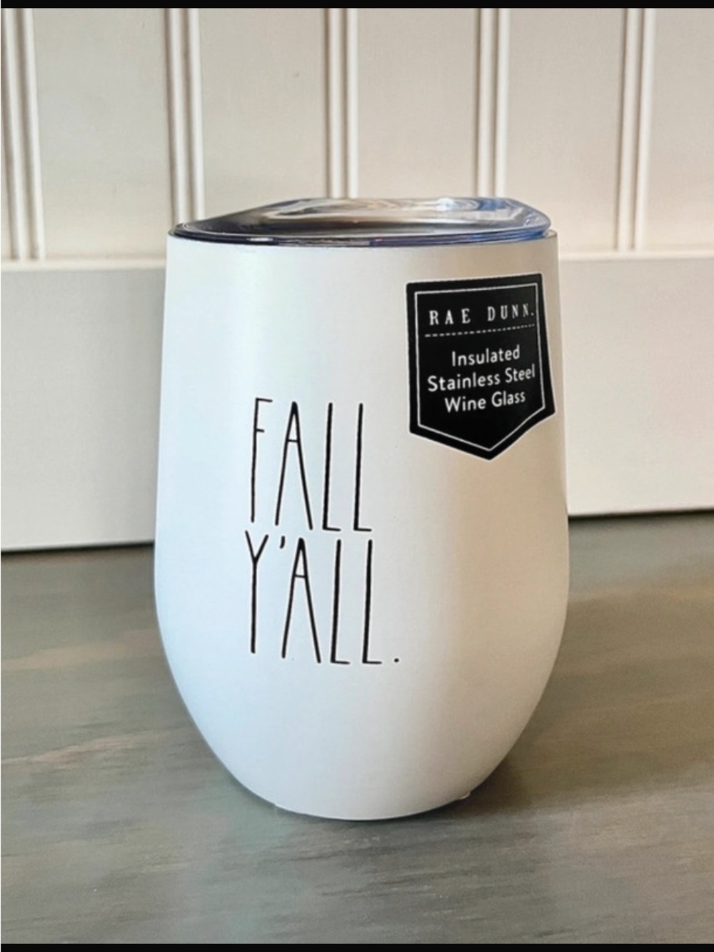Rae Dunn White Insulated Tumbler with "FALL Y'ALL" Lettering
